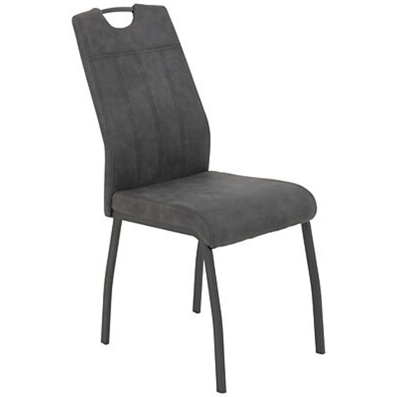 4er Set Stühle Hela ELIF III in Anthrazit und Grau im Vintage-Design aus Microfaser und Metall, B/H/T: 44 x 96 x 64 cm - Bild 2
