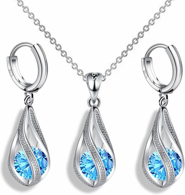 Wucifang Jewelry Ohrring Sets, 925 Silber, Zirkonia, Damen, weiß - Bild 1