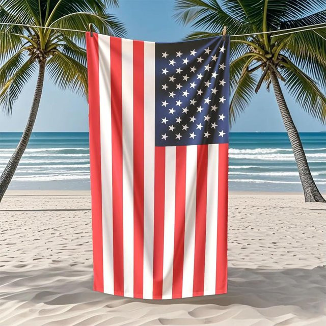 JMG Household Supplies Strandtuch mit amerikanischer Flagge, schnelltrocknend und saugfähig, Microfaser, B/H: 80 x 160 cm, rot/mehrfarbig - Bild 1
