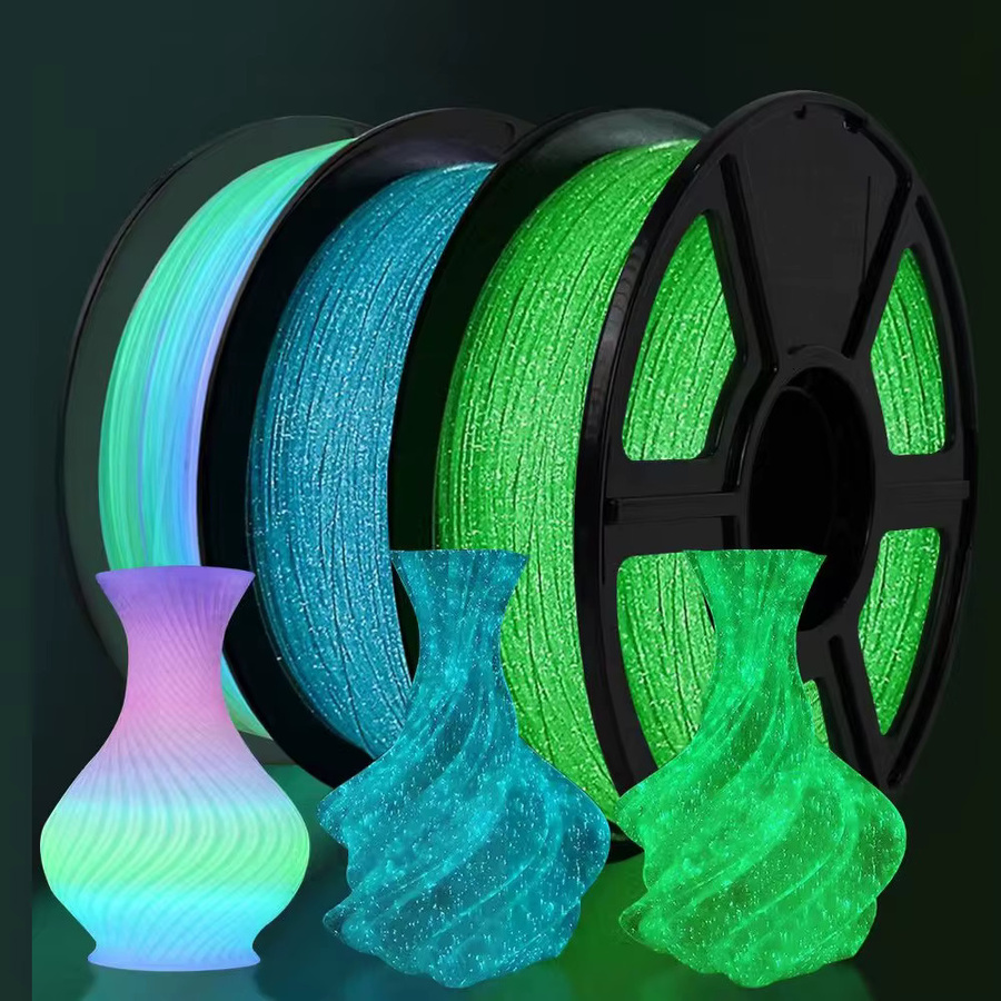3D Maliang PLA Filament im Regenbogen-Farbwechsel, 1,75 mm, Glühwürmchenblau leuchtend im Dunkeln, Multicolor - Bild 1
