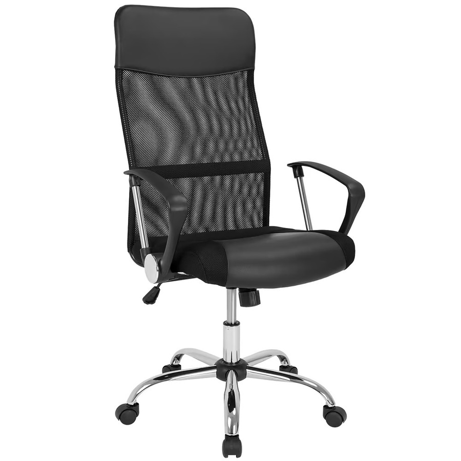 Casaria Chefsessel Schwarz aus Kunstleder und Netz mit Armlehnen und Rollen - Bild 2