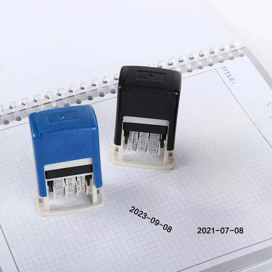 Selbstfärbender Mini-Datumsstempel mit automatischer Tinte in Blau für Bürobedarf - Bild 3