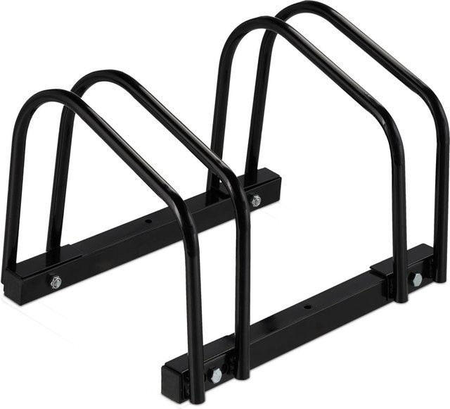Relaxdays Fahrradständer aus Stahl in Schwarz für 2 Fahrräder zur Bodenmontage, B/T/H: 40,5 x 27 x 33 cm - Bild 1