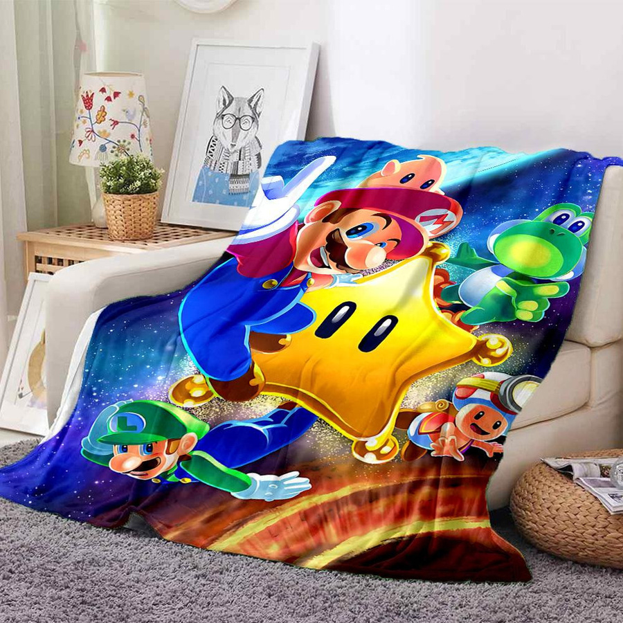 Yun2 Home Mario Galaxy Adventure Flanell-Kuscheldecke für Kinder, Mehrfarbig, B/H: 80 x 120 cm - Bild 3