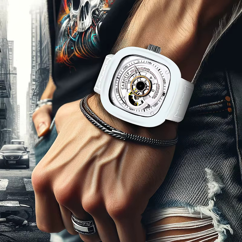 CAROTIF Analoguhr, weiß, PU-Leder, Herren - Bild 6