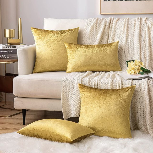 Luxuriöser Samt Kissenbezug von inyahome in Binghua Gold für Sofa und Bett, nur Bezug - Bild 1