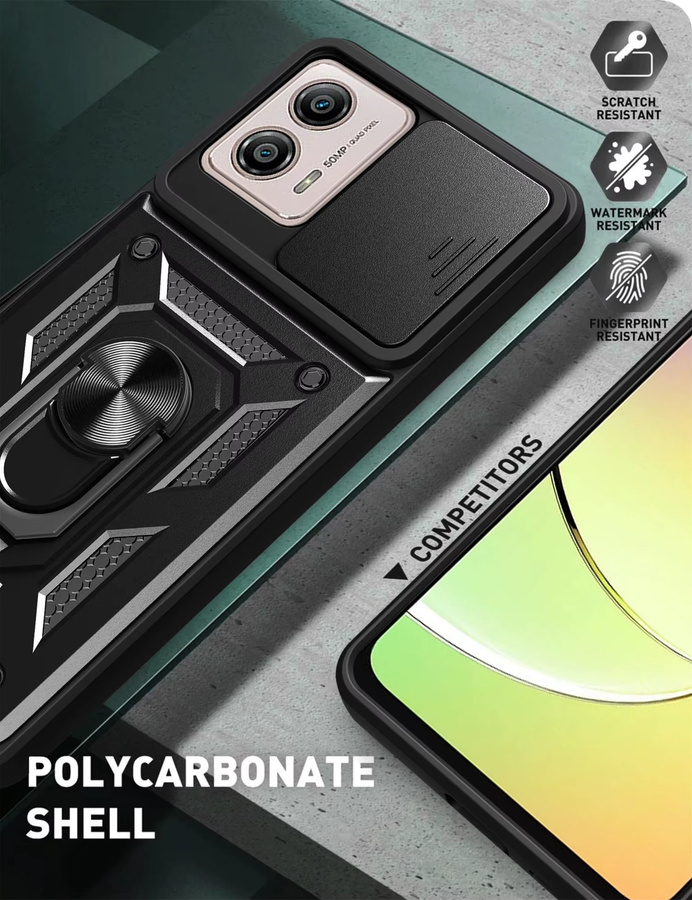 Motorola Moto G13 G23 G53 5G Magnetische Schutzhülle mit Ring in Schwarz oder Blau - Bild 4