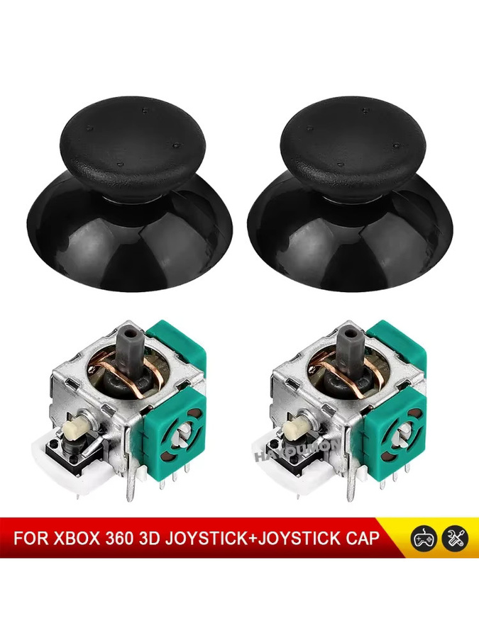 Pogopirate 3D-Analog-Joysticks für Xbox 360 Controller mit Joystick-Kappen, Schwarz, 2/10 Stück - Bild 6