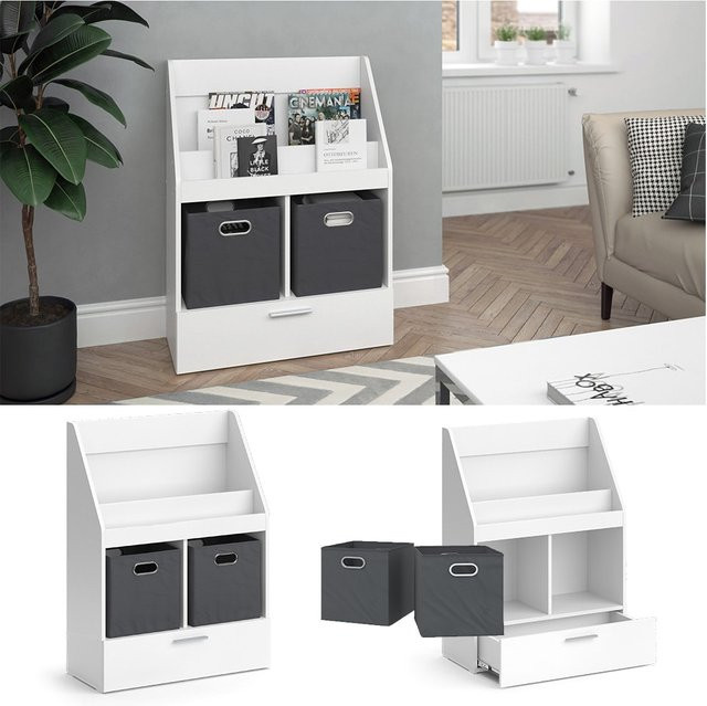 Vicco Bücherregal Luigi modern in Weiß mit Rückwand, Breite: 72 cm, Höhe: 96,2 cm - Bild 1