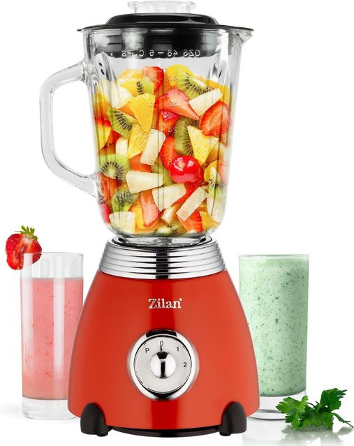 Zilan Retro Standmixer in Rot mit 1,5 l Glasbehälter und 500 Watt Leistung - Bild 1
