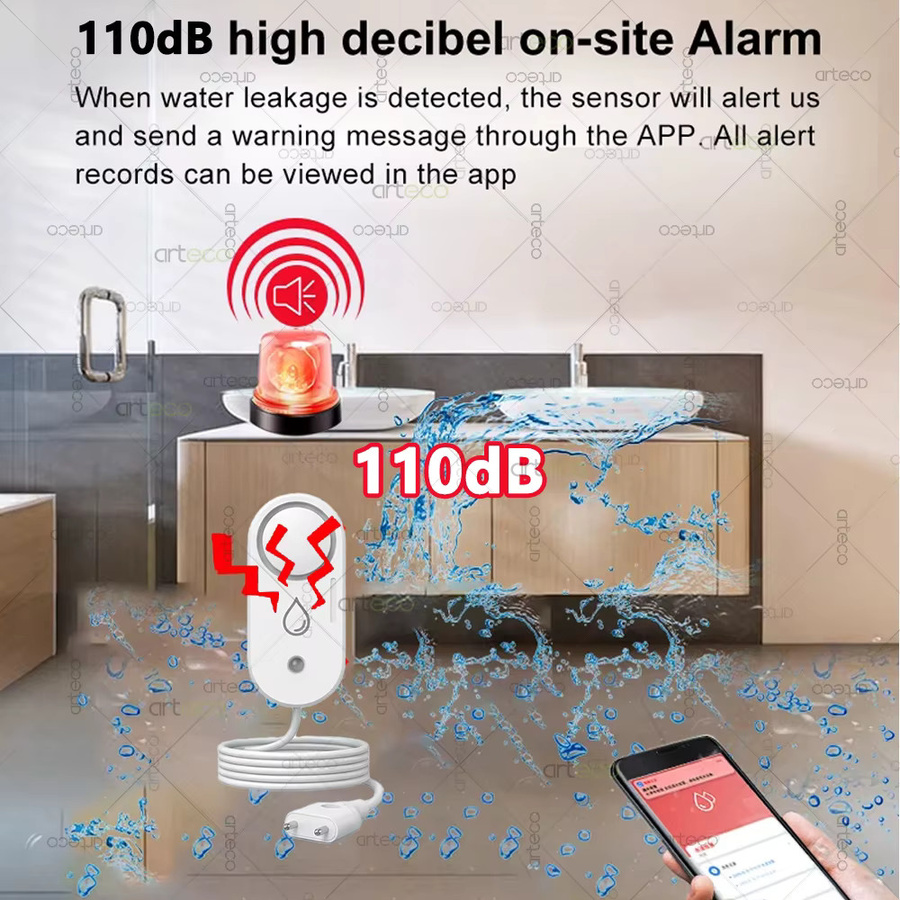 Tuya Zigbee Wasserleck-Detektor und Wasserflut-Sensor in Weiß zur Fernüberwachung via Smart Life App mit Flutalarm und Überlauf-Sicherheitsalarm, kompatibel mit Z2M - Bild 3