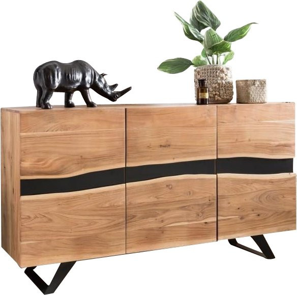 Sideboard SATARA von Wohnling aus Akazie Massivholz in Braun, Landhausstil, B/H/T: 148 x 85 x 43 cm - Bild 1
