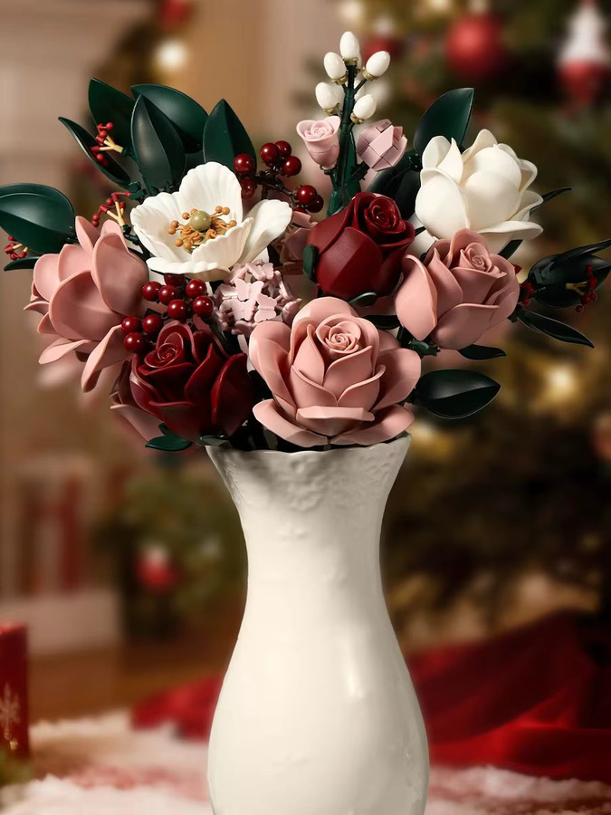 SupreOwls Bauset Rosa Rosen-Blumenstrauß aus Kunststoff zur Dekoration für Zuhause und Büro - Bild 6