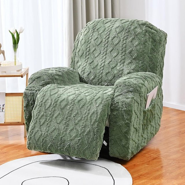 Bestbags Jacquard Sofabezug Chivas mit Zopfmuster, elastischer und rutschfester Sesselbezug für 2-Sitzer, Grün - Bild 1