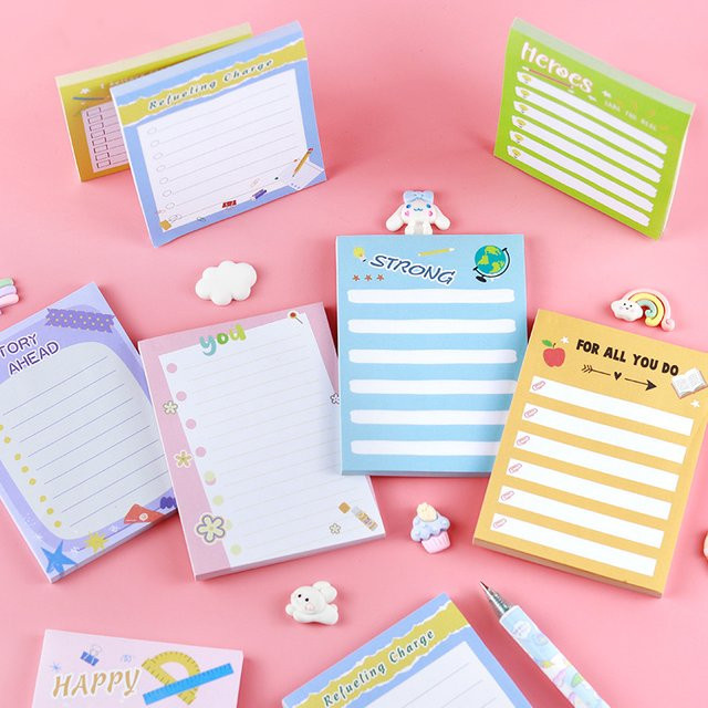 Kreative Haftnotizen mit Herz-Cartoon-Design, zerreißbares Kawaii-Briefpapier für Büro und Schule, Mehrfarbig - Bild 1