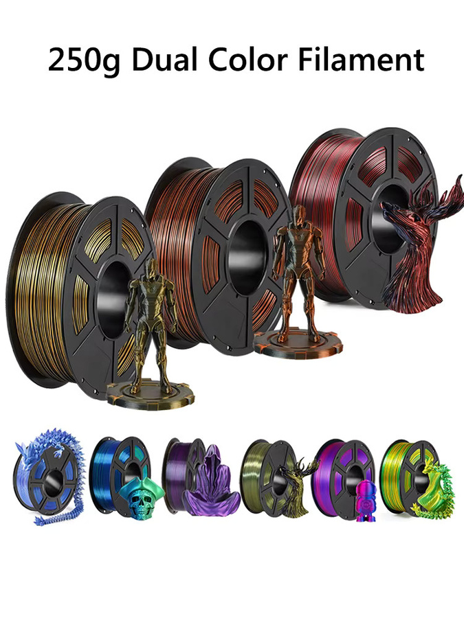 3D Maliang PLA Filament 1,75mm Zweifarbig Seide Schwarz Rot 250g - Bild 4