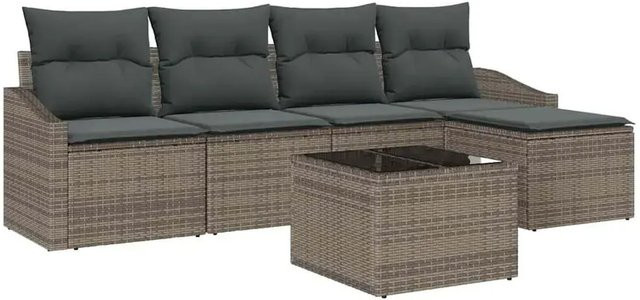 6-teiliges vidaXL Garten-Sofa-Set aus Poly-Rattan in Grau - Bild 1
