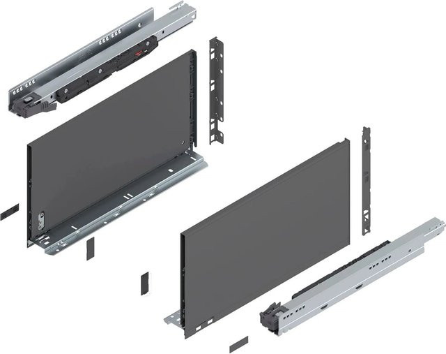 Blum Legrabox Pure Set Schubladenauszug Tip-On Vollauszug Oriongrau Matt, Tiefe: 450 mm, Tragkraft: 70 kg, 1 Paar - Bild 1
