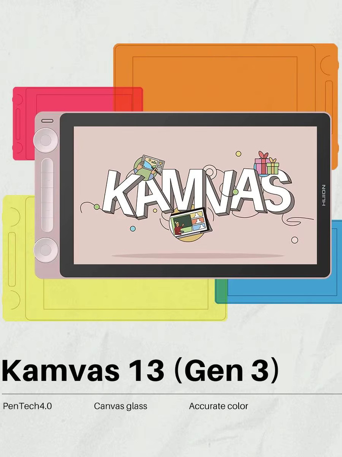 Huion Zeichentablett mit Bildschirm, 13,3 Zoll voll-laminiertes Kunsttablett mit entspiegeltem Canvas-Glas und 99% sRGB in Pink - Bild 3