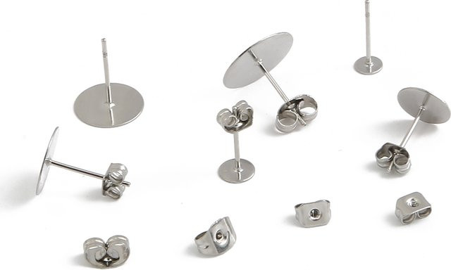 Beadia Ohrring Stud Basis Pins, Edelstahl, DIY Schmuckmachen Zubehör - Bild 1