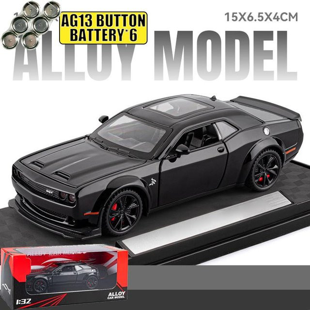 Linyi toy car Dodge Challenger Srt Hellcat Redeye Widebody Modellauto, 1:32, Metall, Schwarz, ab 18 Jahre - Bild 1