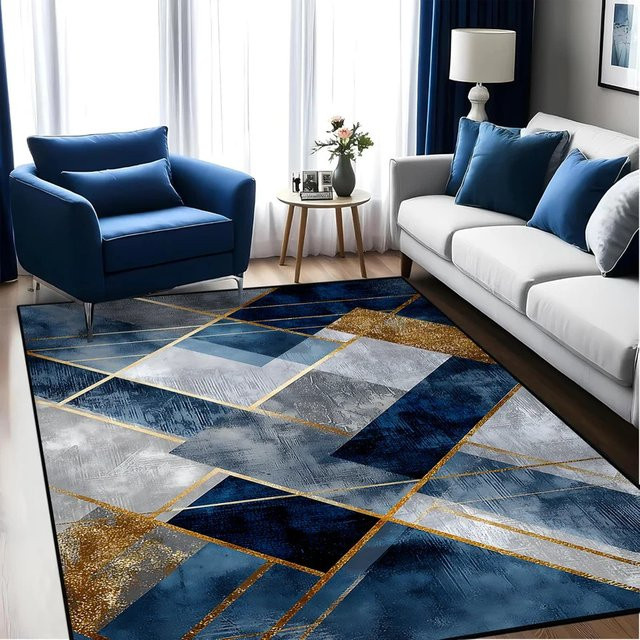 VIKAMA Moderner Geometrie-Teppich, rutschfest und waschbar für Wohnzimmer und Schlafzimmer - Bild 1