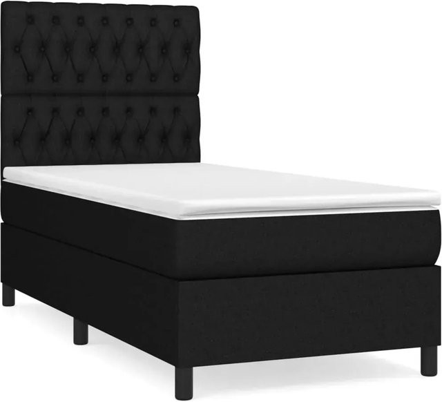 vidaXL Boxspringbett mit Matratze Hybrid-Design in Schwarz aus Stoff, B/T: 100 x 200 cm - Bild 1