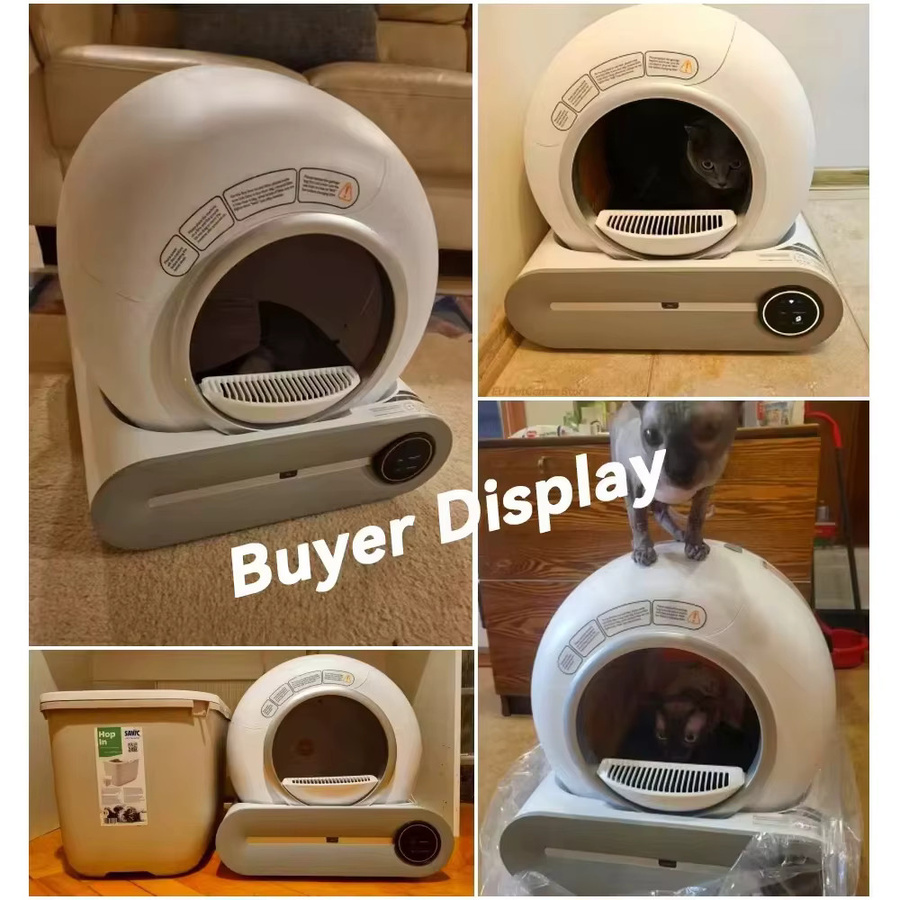 YUNMIAN Intelligente Selbstreinigende Katzentoilette in Weiß mit App-Steuerung, 65L Extra Groß, Geschlossenes Set inklusive Katzenstreu-Matte und Müllbeuteln, B/T/H: 52,8 x 50,3 x 15,0 cm - Bild 3