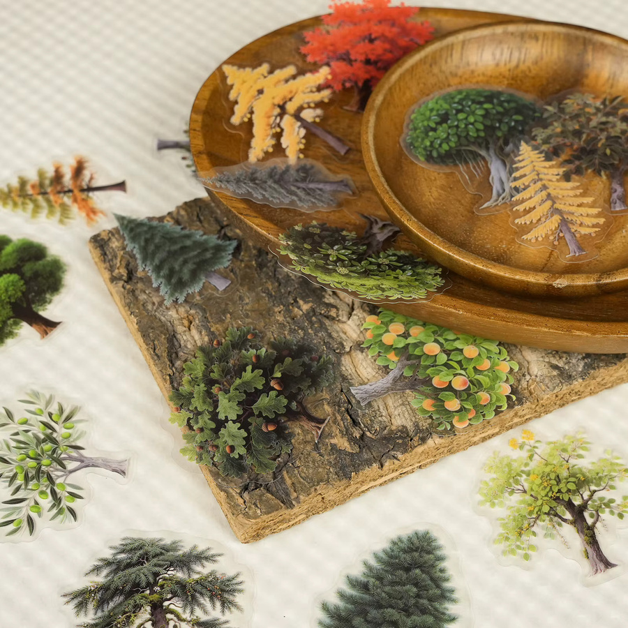 Cartoon Wald Pflanze Aufkleber Set mit transparenten Motiven für DIY Dekoration und Schreibwaren, 56 bis 112 Stück, Mehrfarbig - Bild 2