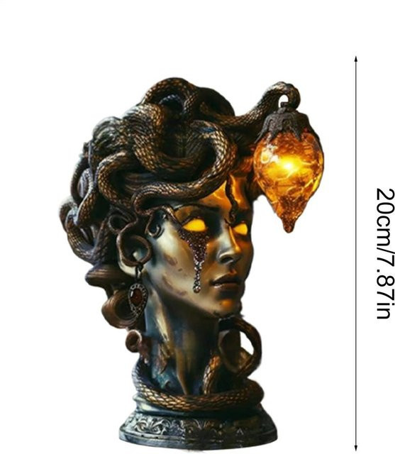 Medusa Büste Statue mit LED-Lichtern in Gold, gotisches Harz-Ornament für deine Dekoration - Bild 1
