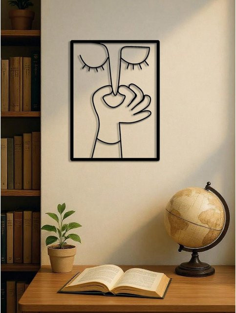 Minimalistisches Metall-Wandbild von CIFBUY in Schwarz als abstrakte Grafik für dein Badezimmer - Bild 1