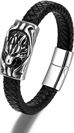 Wucifang Jewelry Armband, Edelstahl, Lederkordelarmband, Herren, 21cm, gray - Bild 1