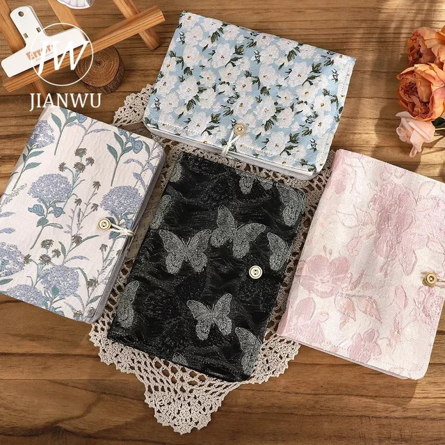 Jianwu A5 Notizbuch mit besticktem Stoffeinband und Blumen-Motiv für kreatives DIY und Studenten - Bild 1