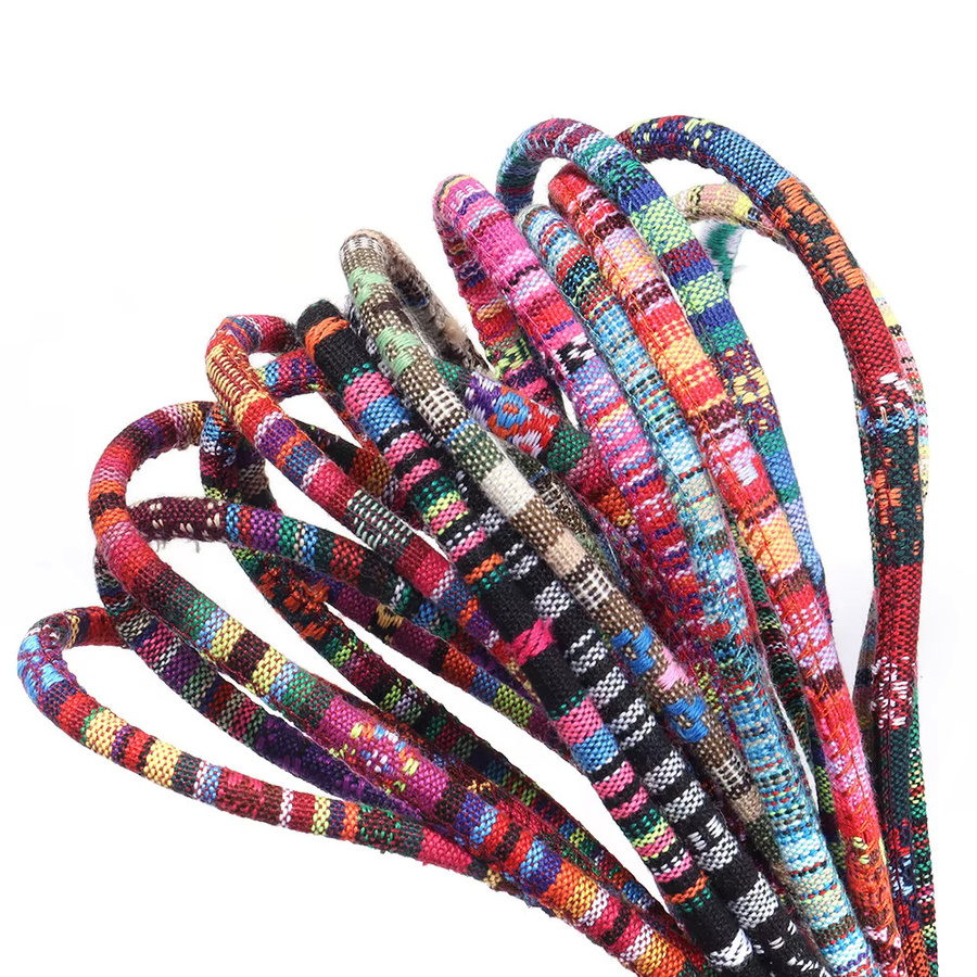 Bunte runde Baumwollschnur im ethnischen Stil für DIY-Handwerk und Kleidung, 5 Yards, Mehrfarbig - Bild 4