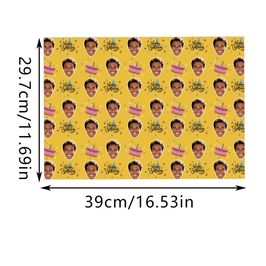 Joy-enlife Personalisierte Geburtstag Geschenkverpackung mit Foto Motiv, Buntes Geschenkpapier für Party Dekoration, 3 oder 6 Stück - Bild 5