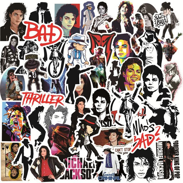 50 Stück Rockstar Michael Jackson Aufkleber in Multicolour als coole Graffiti-Sticker für Skateboard, Laptop, Gepäck und Handy zur Dekoration - Bild 1