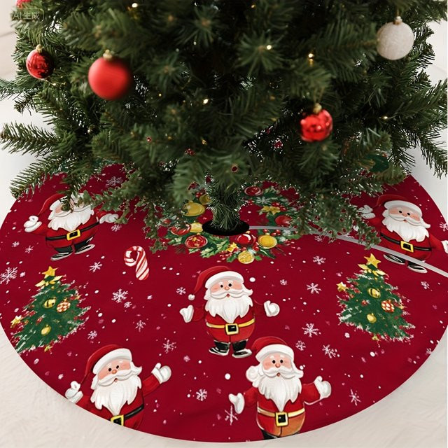 VIKAMA Weihnachtsbaum-Kleid mit Weihnachtsmann und Schneeflocken in Rot - Bild 1