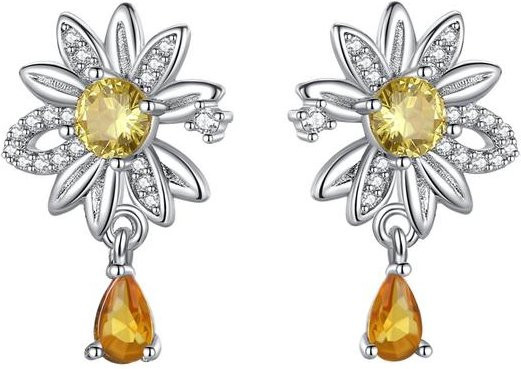 BEE BoBo Ohrringe 925 Silber, Blume Insekt, Damen - Bild 1