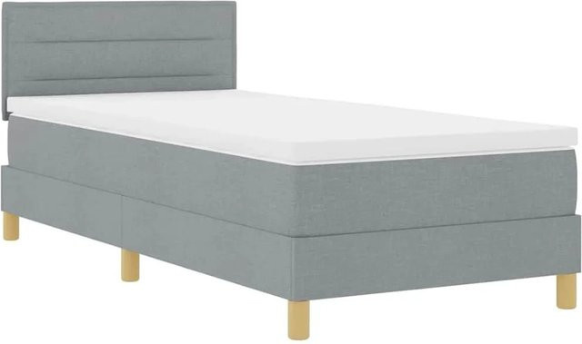 vidaXL Boxspringbett Hybrid mit Matratze und Taschenfederkern in Hellgrau, B/T/H: 90 x 200 x 140 cm - Bild 1