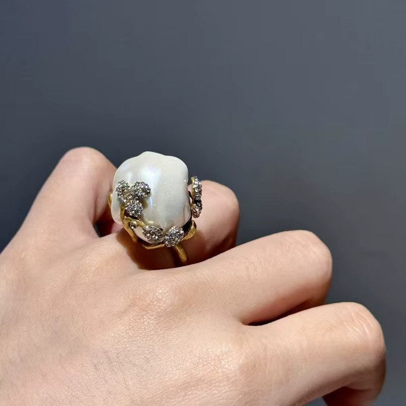 LOVE GREEN LIVE GREEN Ringe, Messing, Gold, Perle, Kristall, Damen - Bild 4