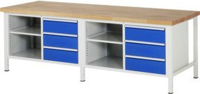 Rau Werkbank höhenverstellbar 8462A2 mit 6 Schubladen, B: 250 cm, T: 90 cm, H: 84-104 cm - Bild 1