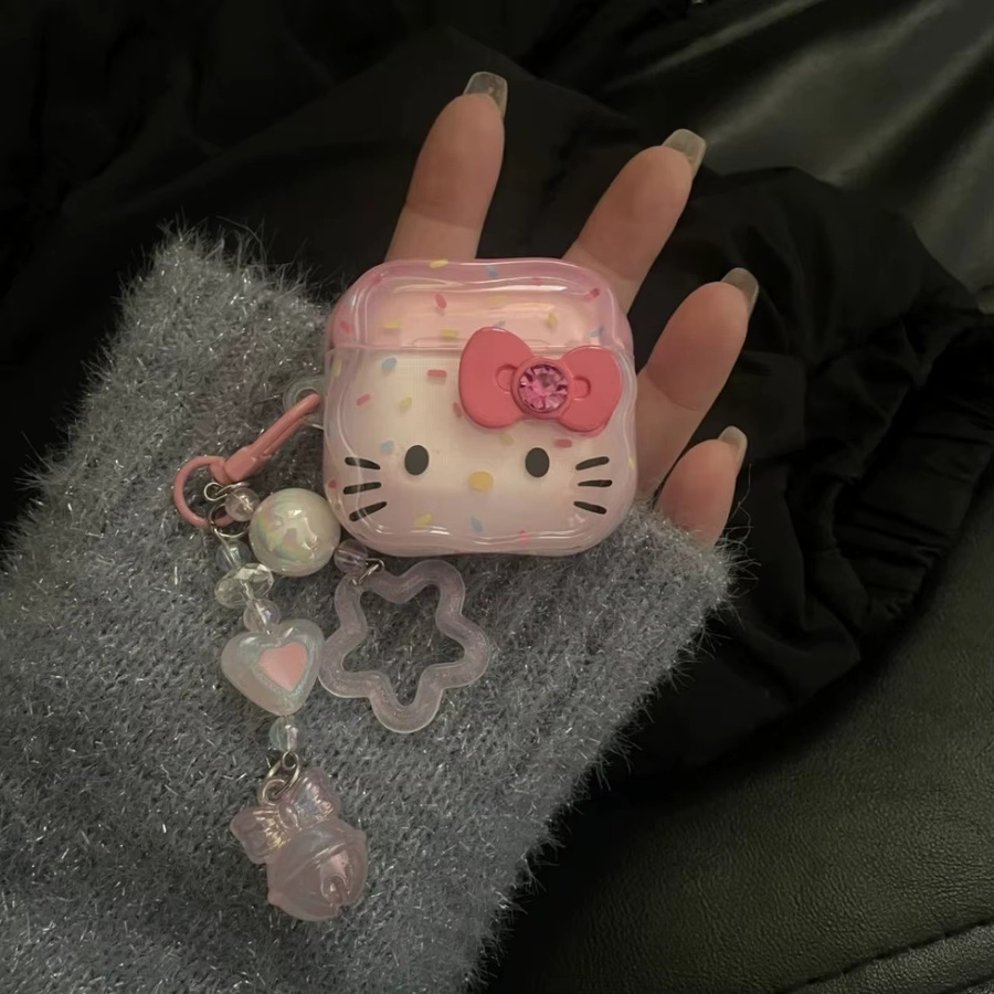 Hello Kitty Kopfhörerhülle für Apple AirPods Pro 1/2/3 in Pink mit Schlüsselanhänger - Bild 2
