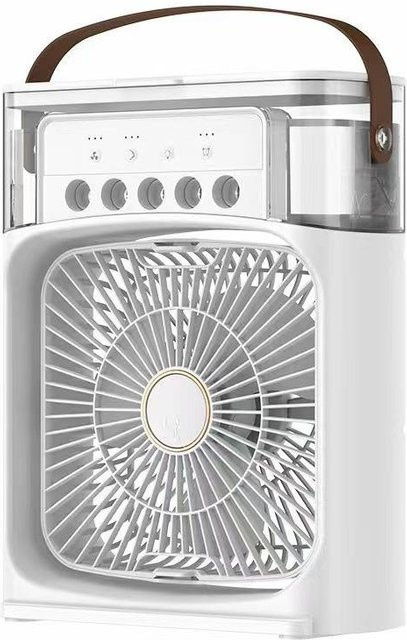 Bai Fen Bai-Digital 3C 3-in-1 Luftbefeuchter und tragbarer Ventilator mit LED-Nachtlicht und Wassernebel-Funktion, USB, Weiß - Bild 1