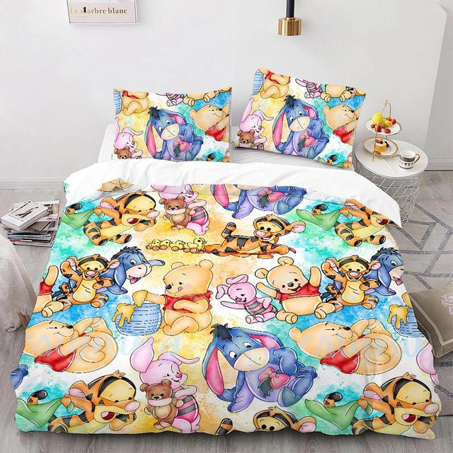 Winnie Puuh Bettwäsche-Set aus Mikrofaser mit Kissenbezug, Mehrfarbig, B/H: 140 x 210 cm - Bild 1