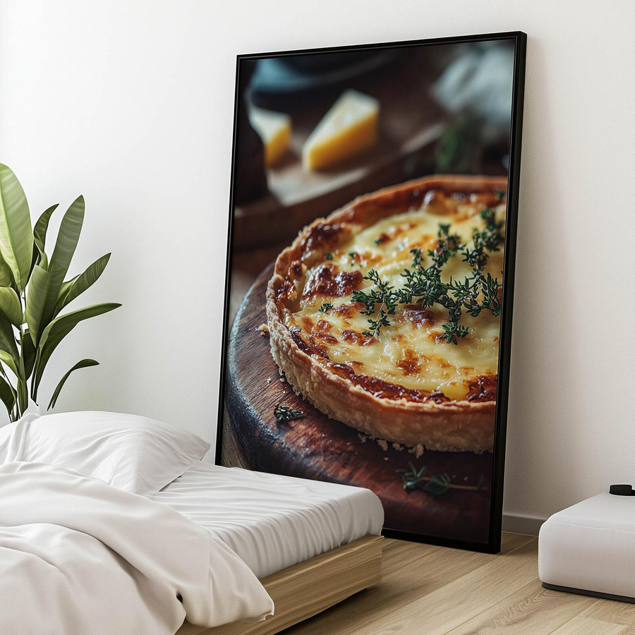 Französische Käsetarte Wandbild mit goldenem Aluminiumrahmen und mattem Papier, Breite: 40 cm, Höhe: 50 cm - Bild 5