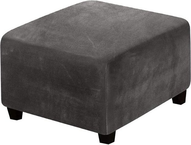Coolazy Stretch-Bezug für quadratische Ottoman und Fußhocker aus Samtstoff, waschbar, Dunkelgrau - Bild 1