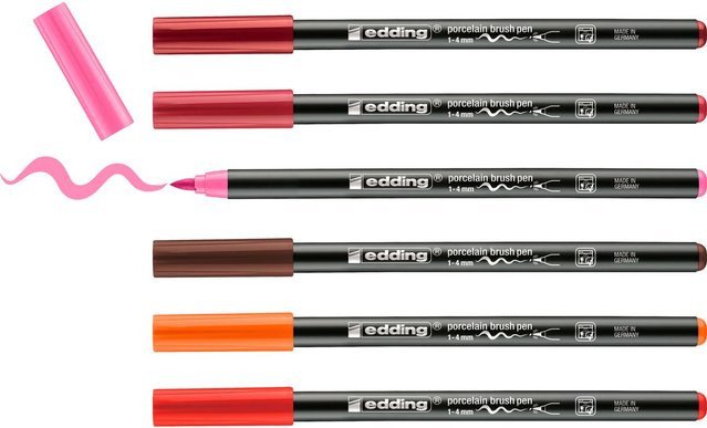 edding 4200/6 Porcelain Brushpen Warm Colours Mehrfarbig 6 Stück - Bild 1