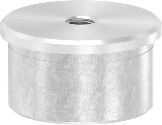 FeNau Endkappe aus V2A Edelstahl für Rohr Ø 42,4 x 2,0 mm mit M8 Gewinde, flach, silber, gebürstet, zum Kleben - Bild 1