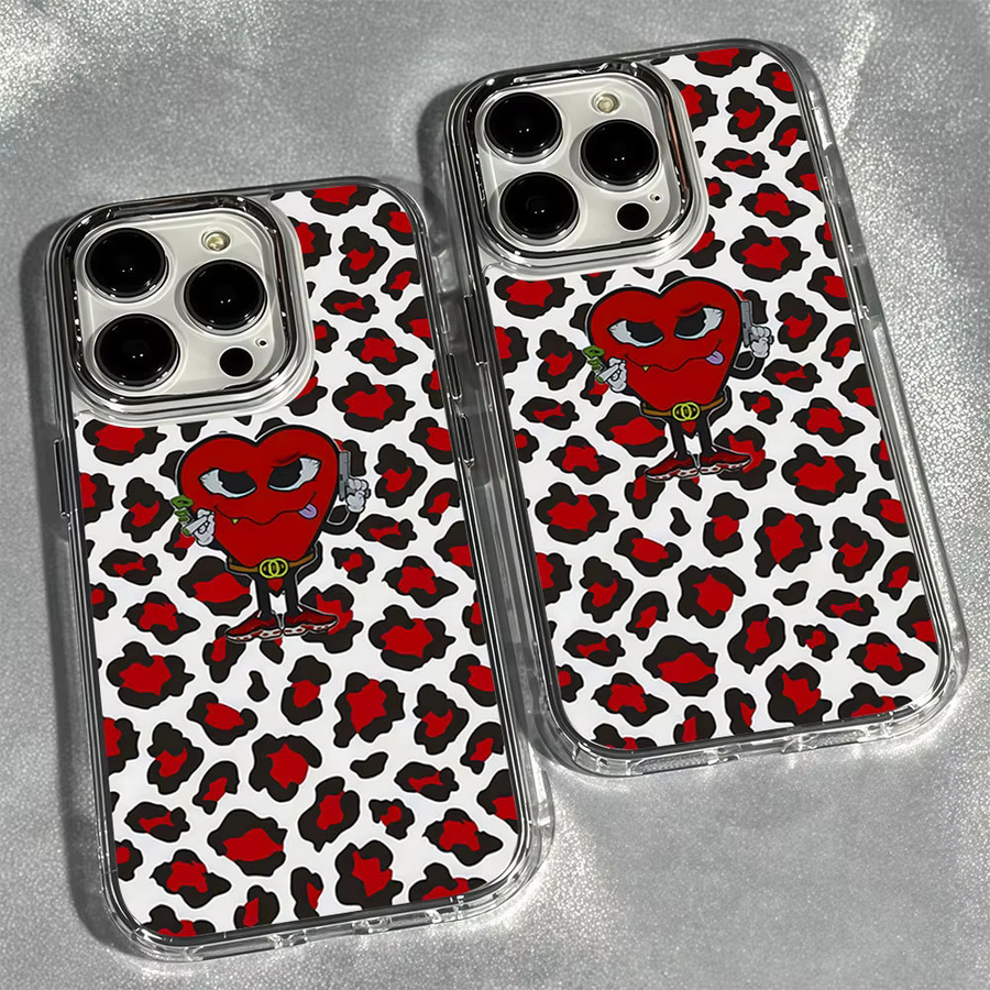 Aurbe Handyhülle Transparent mit silbernem Linsenrahmen für iPhone 17 16 15 14 13 12 Pro Max 16E Amor Love Mafia Design - Bild 2
