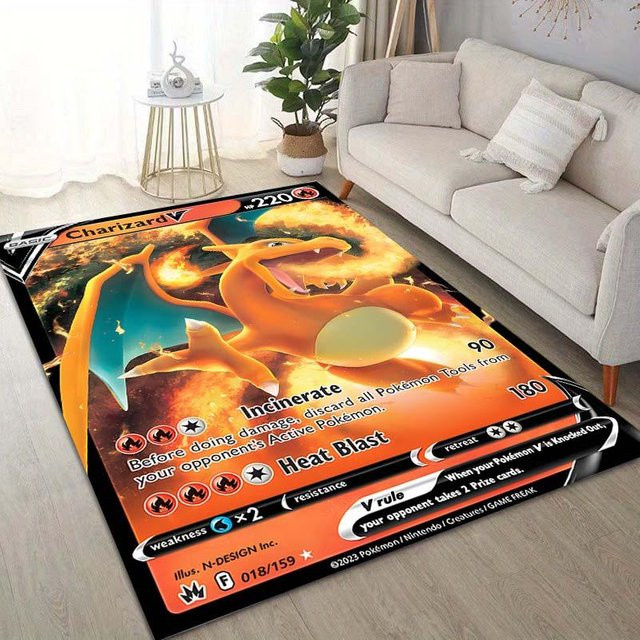 JGJG Pokémon Glurak Druck Teppich aus Polyester, Mehrfarbig, B/T: 60 x 90 cm - Bild 1